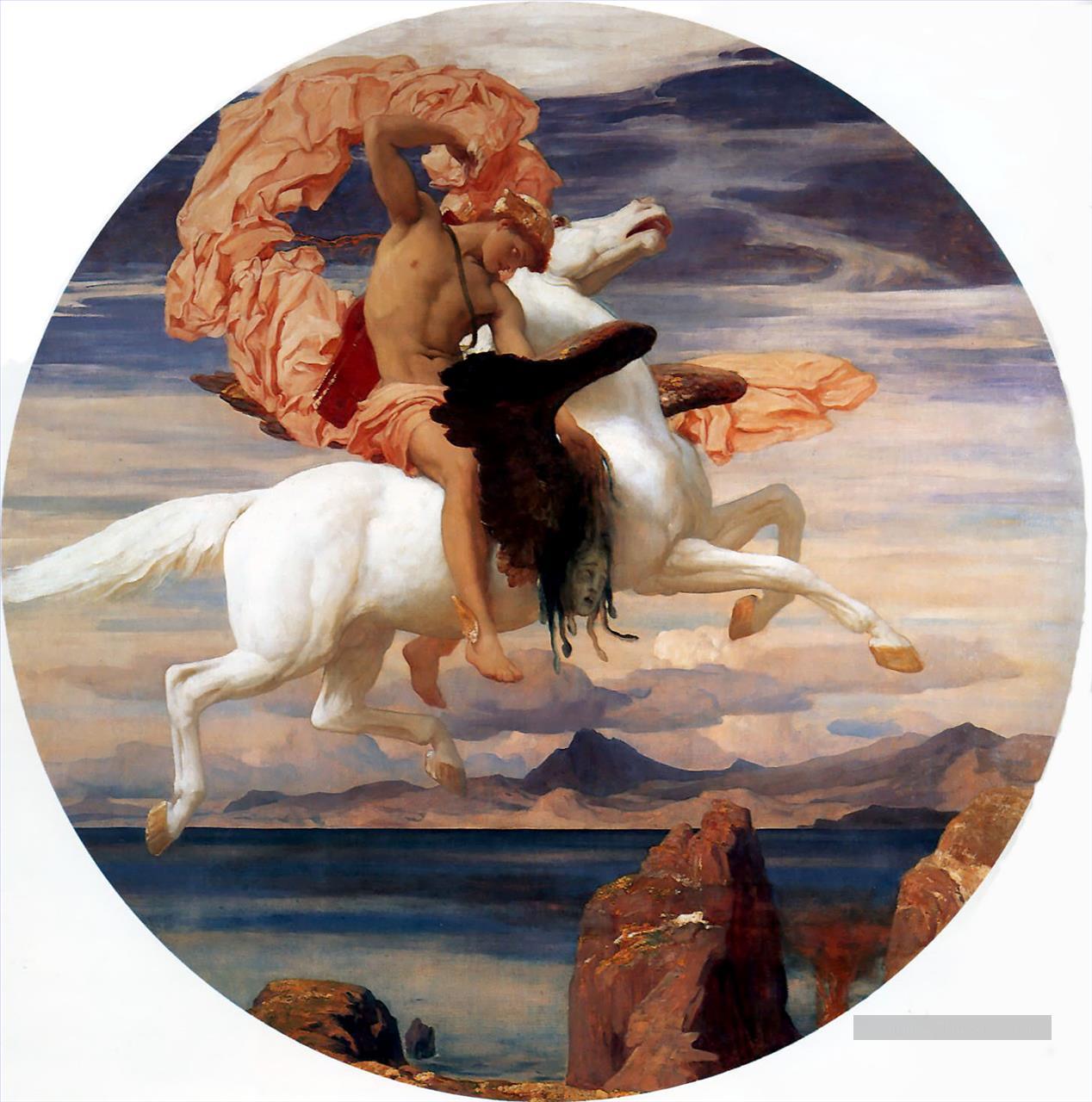 Persée sur Pegasus se précipitant à la rescousse d’Andromède 1895 académisme Frédéric Leighton Peintures à l'huile